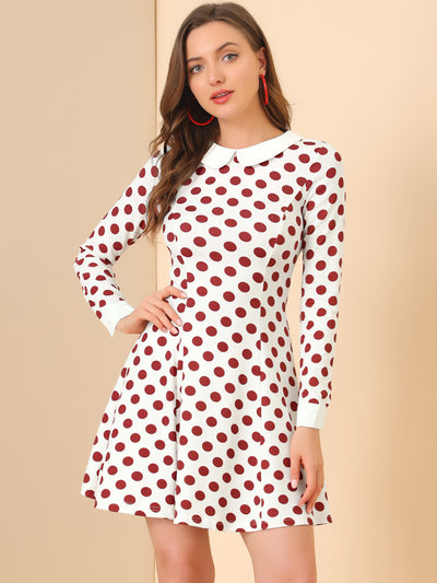 Peter Pan Collar Contrast Printed A-Line Short Dress