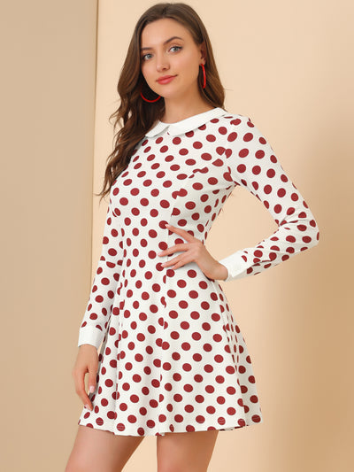 Peter Pan Collar Contrast Printed A-Line Short Dress