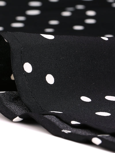 Polka Dots Sweet Tie Neck Contrast Peter Pan Collar Dress