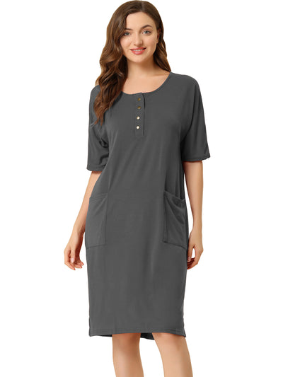 Nightgown Lounge Nightshirt Short Sleeve Sleepwear Pajama Dress