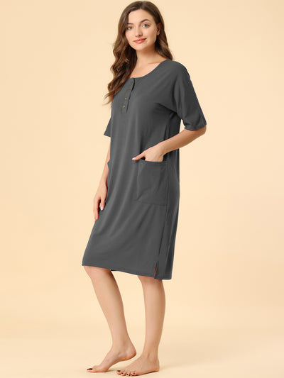 Nightgown Lounge Nightshirt Short Sleeve Sleepwear Pajama Dress