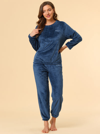 Sleepwear Flannel Nightwear Winter Top Pants Pajamas Set