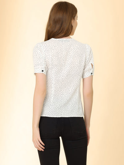 Polka Dot Peter Pan Collar Rockabilly Puff Short Sleeve Shirt