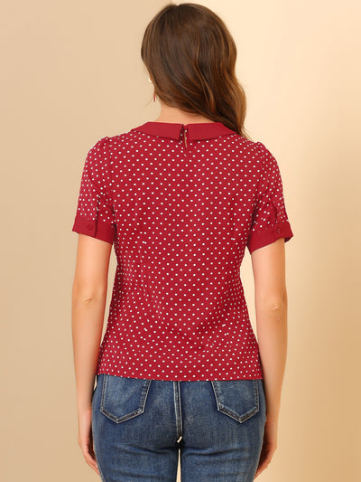 Peter Pan Collar Vintage Polka Dots Short Sleeves Blouse