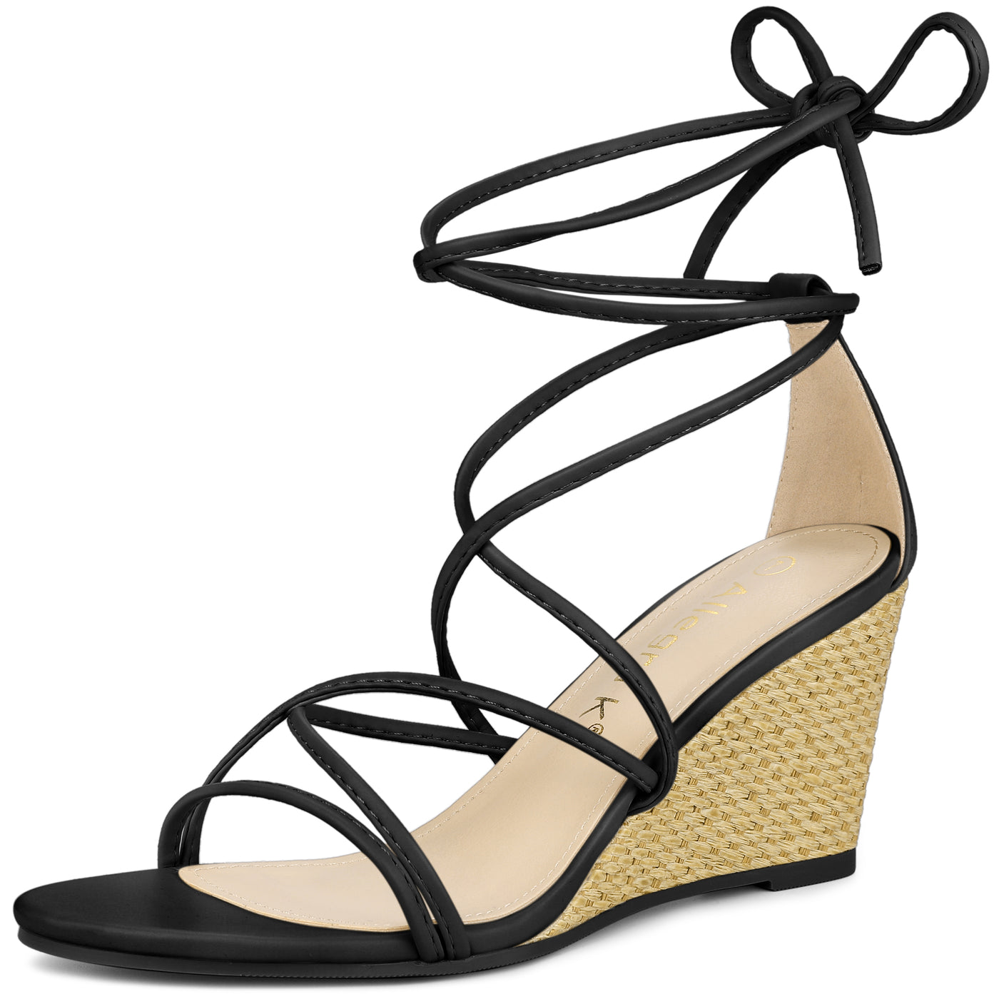 Allegra K Wedge Heel Lace Up Strappy Low Wedges Sandals