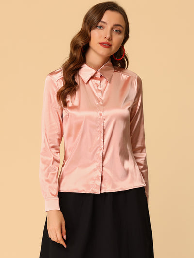 Bow Tie Blouse Long Sleeve Chiffon Satin Top