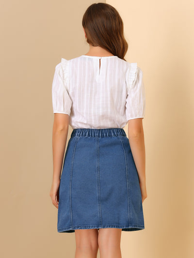 Casual Short Button Down Jeans Skirt