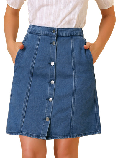 Casual Short Button Down Jeans Skirt