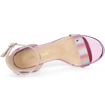 Glitter Ankle Strap Stiletto Heel Sandals