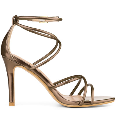 Elegant Open Toe Strappy Strap Stiletto Heel Sandals