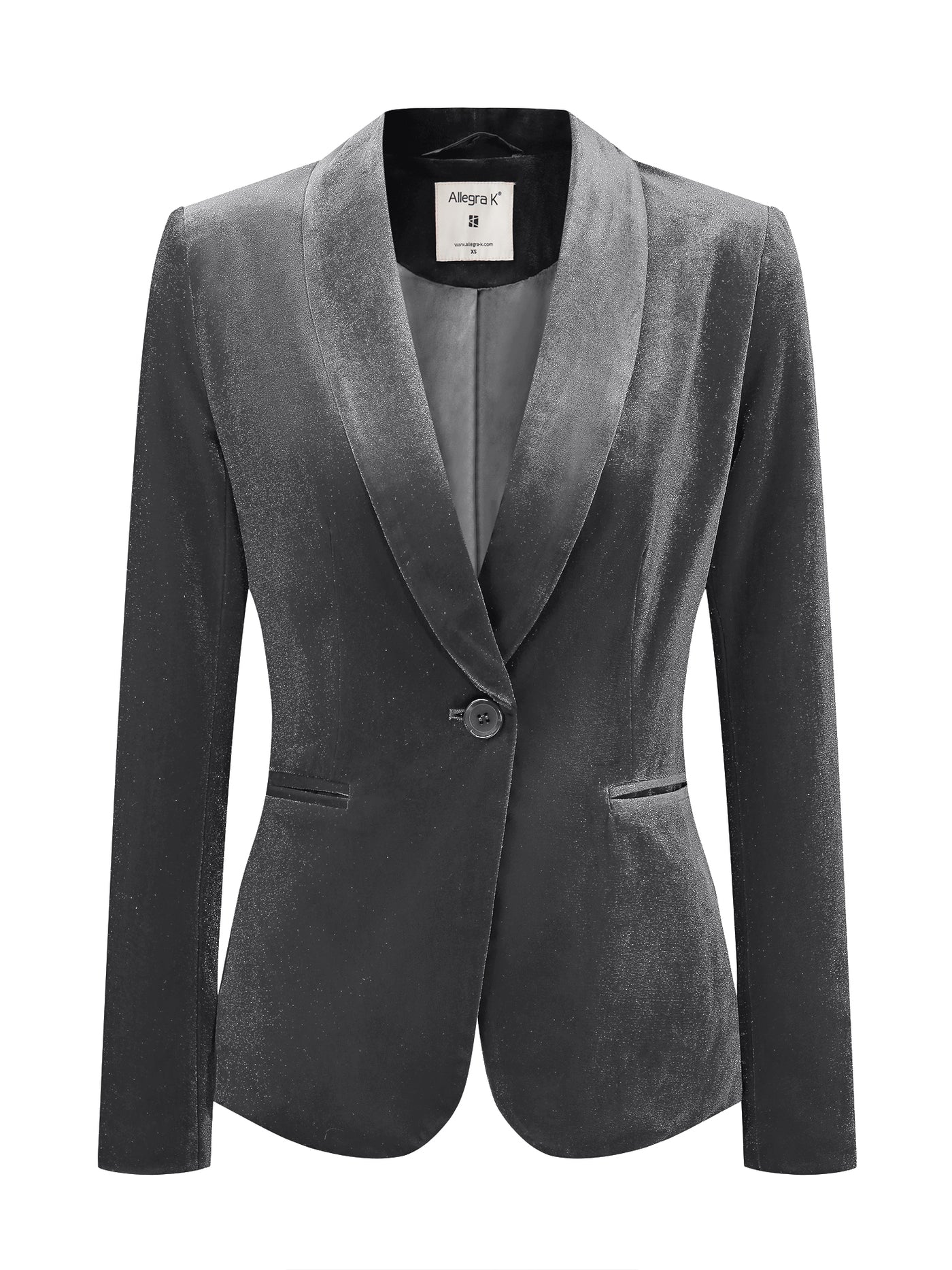 Allegra K Shawl Collar Single Button Velvet Solid Office Work Jacket Blazer