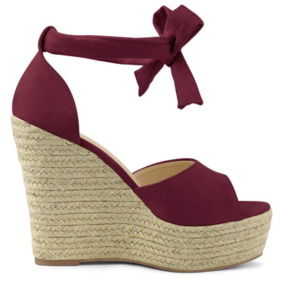 Espadrilles Tie Up Ankle Strap Platform Wedges Sandals