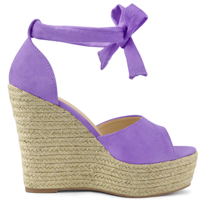 Espadrilles Tie Up Ankle Strap Platform Wedges Sandals