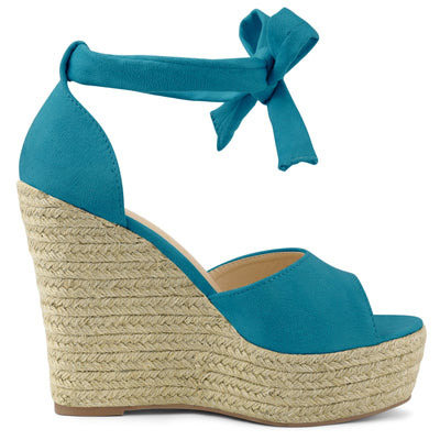 Espadrilles Tie Up Ankle Strap Platform Wedges Sandals