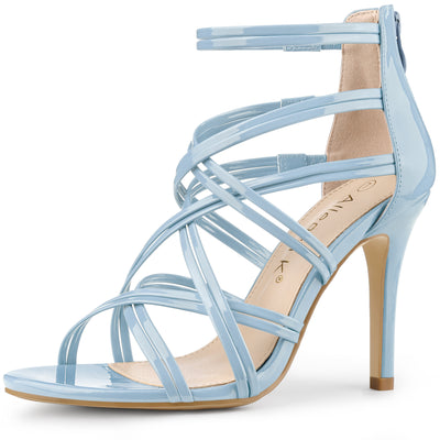 Open Toe Strappy Stiletto Heel Lace Up Sandals