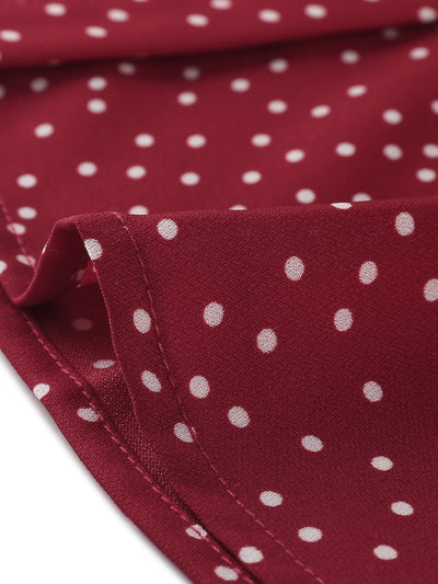 Ruffle Summer Dots Print Retro Short Sleeve Button Blouse