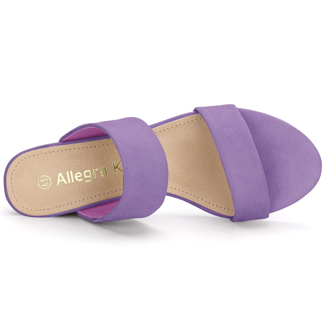 Allegra K Block Heel Round Toe Dual Straps Slide Sandals