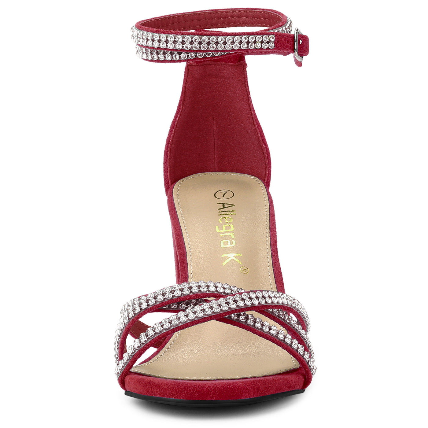 Allegra K Rhinestones Strappy Chunky Heel Sandals