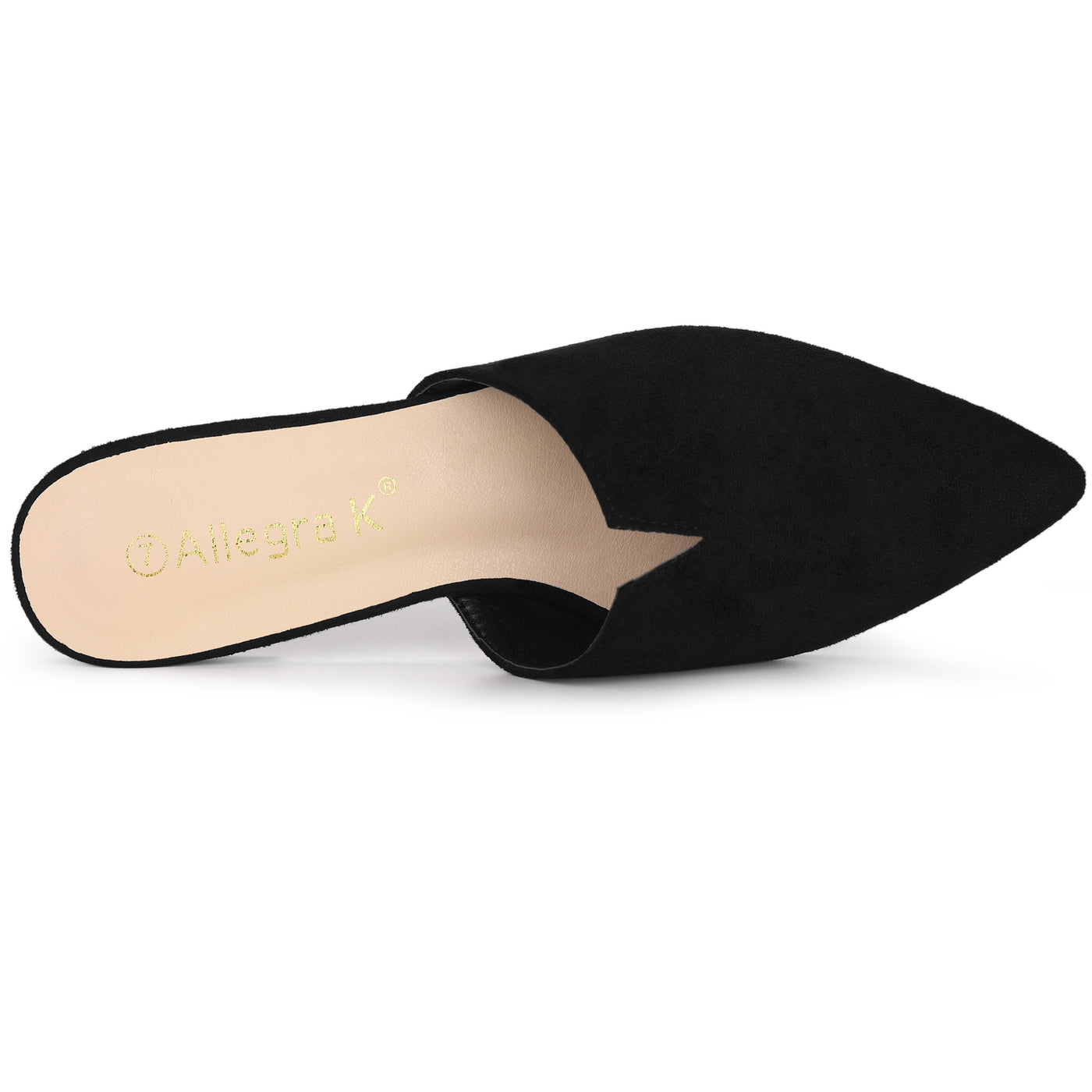Allegra K Women's Mules Pointed Toe Loafer V Shape Flat Slides Backless Shoes