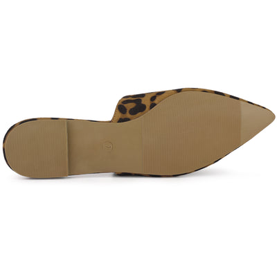 Women's Mules Pointed Toe Loafer V Shape Flat Slides Backless Shoes
