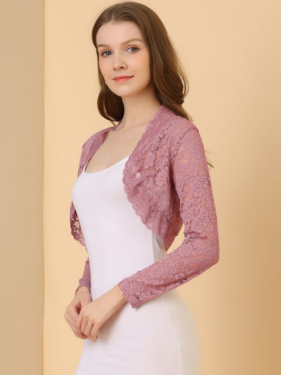 Elegant Sheer Floral Lace Cropped Bolero Shrugs