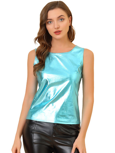 Shiny Party Club Sparkly Metallic Sleeveless Cami Tank Top