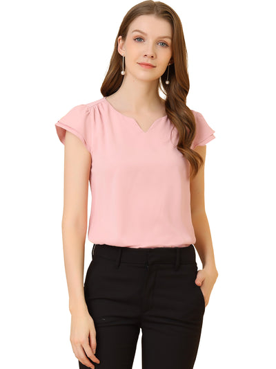 Solid Casual Plain Cap Sleeve Blouse Top