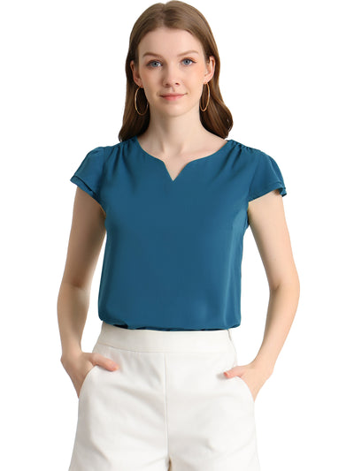 Solid Casual Plain Cap Sleeve Blouse Top