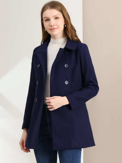 Peter Pan Collar Double Breasted Long Trench Pea Coat