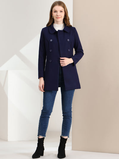 Peter Pan Collar Double Breasted Long Trench Pea Coat