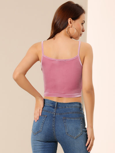 Christmas Spaghetti Strap Velvet Crop Cami Tank Top