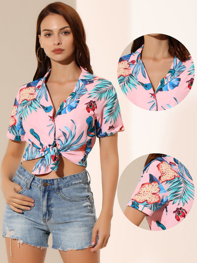 Hawaiian Floral Leaves Tropical Button Down Shirt