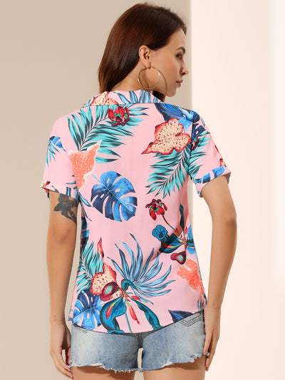 Hawaiian Floral Leaves Tropical Button Down Shirt