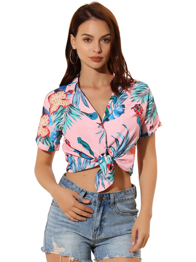 Hawaiian Floral Leaves Tropical Button Down Shirt