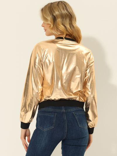 Holographic Shimmering Metallic Lightweight Bomber Jacket