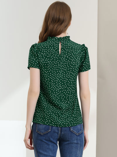 Ruffled Retro Short Sleeve Office Polka Dots Blouse Tops