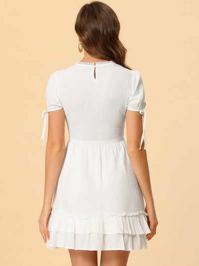Smocked Ruffle Tiered Sweet Summer A-line Mini Dress