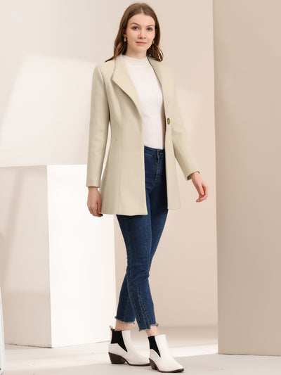 Lapel Collar Buttoned Outerwear Elegant Work Winter Coat