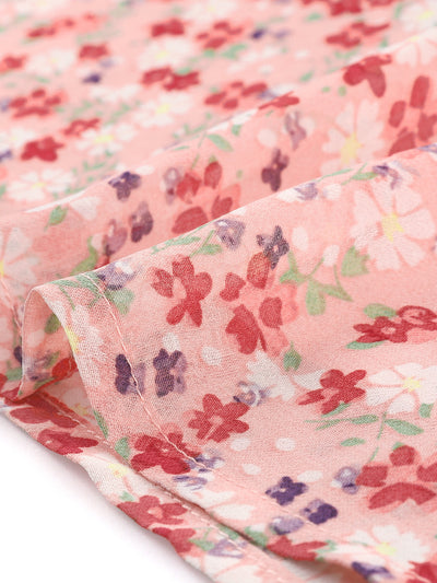 Boho Floral Print Casual Chiffon Tie Shoulders Tank Top