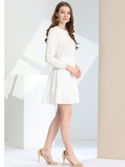 Casual Above Knee Ruffle Hem A-Line Long Sleeve Dress