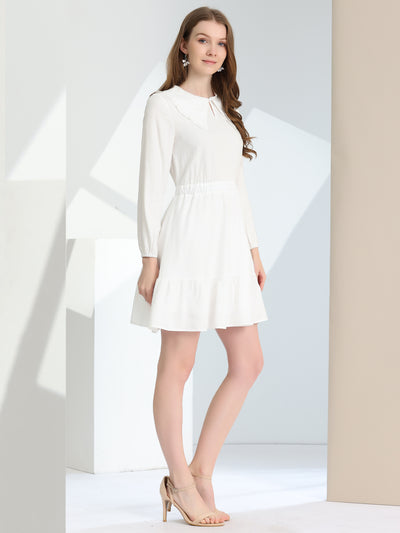 Casual Above Knee Ruffle Hem A-Line Long Sleeve Dress