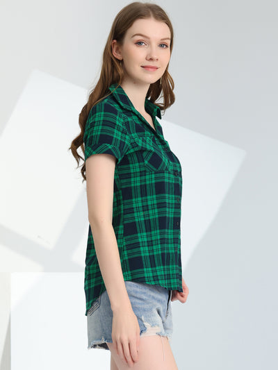 Button Down Cotton Classic Western Plaid Shirt