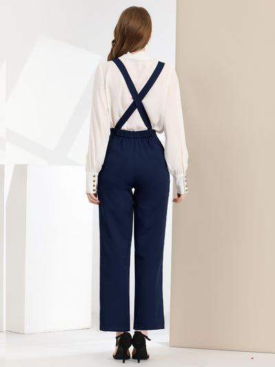Overalls Wide Leg Pants Slant Pocket Long Suspenders Jumpsuit
