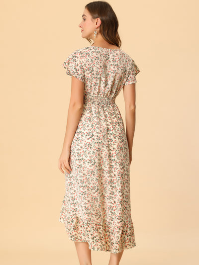 Smocked Floral High Low Summer Maxi Dress