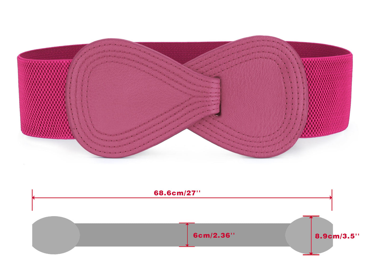 Allegra K Women's Elastic Waist Belt Interlock 8-shaped Faux Leather Buckle Belts for Lady