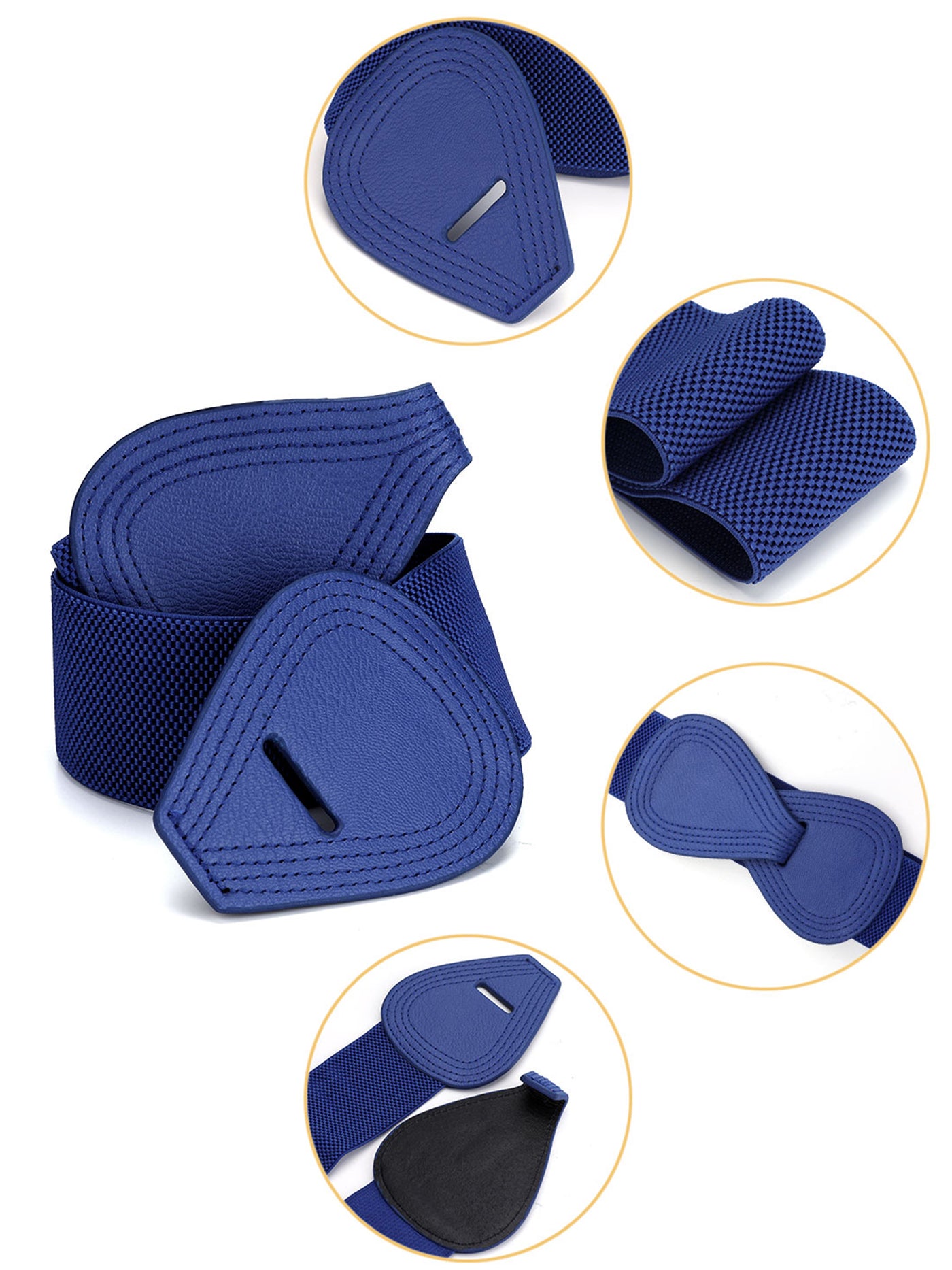 Allegra K Women's Stretchy Waist Belt 8-shaped Skinny Faux Leather Elastic Dress Belts