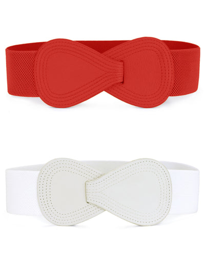 Women's Stretchy Waist Belt 8-shaped Skinny Faux Leather Elastic Dress Belts