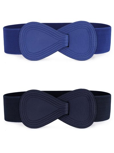 Womens Elastic Dress Belts Interlock Buckle Strethy Waist Belt for Dress