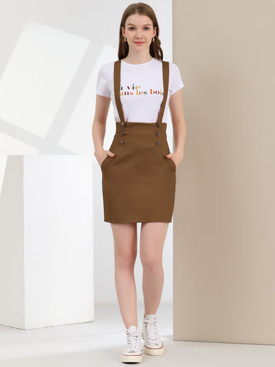 High Waist Suspender Adjustable Strap Overalls Short Skirt