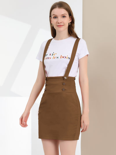 High Waist Suspender Adjustable Strap Overalls Short Skirt